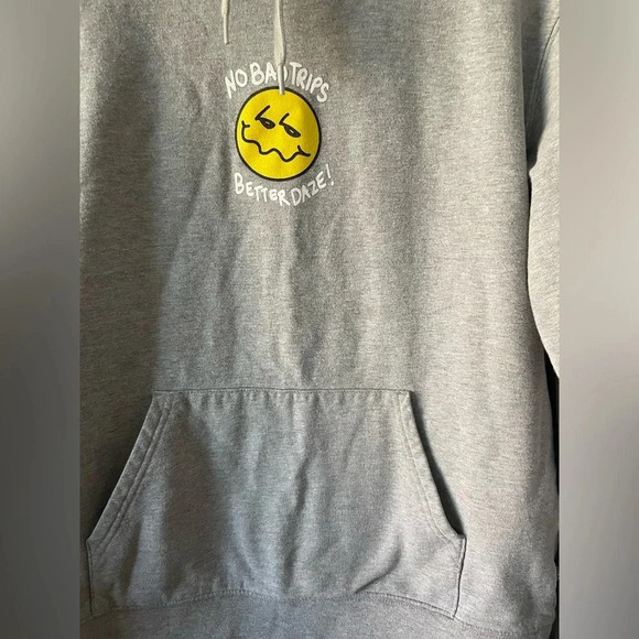 Vans Off the Wall Hoodie Sweatshirt Pullover No Bad Trips Better Daze Gray S - Picture 5 of 13